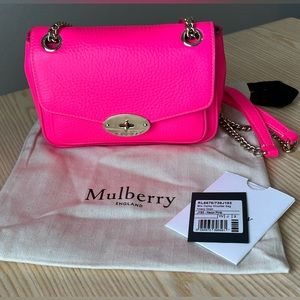 Mulberry Mini Darley Shoulder Bag in Neon Pink